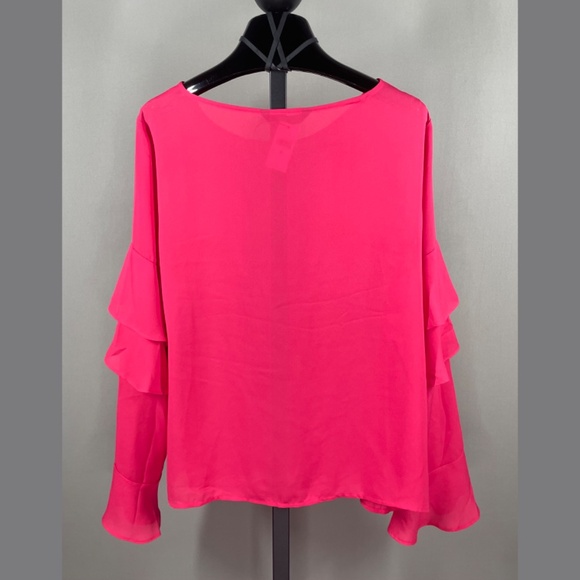 NEW Banana Republic Shirt Womens Medium pink ruffle blouse preppy colorful - Picture 7 of 9